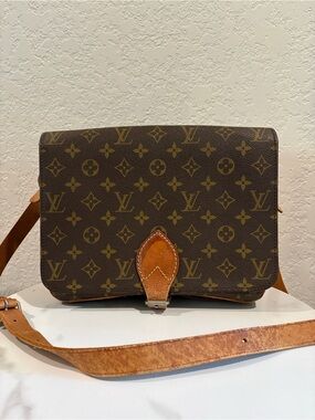 Louis Vuitton Brown Monogram Crossbody Bag with Tan Strap
